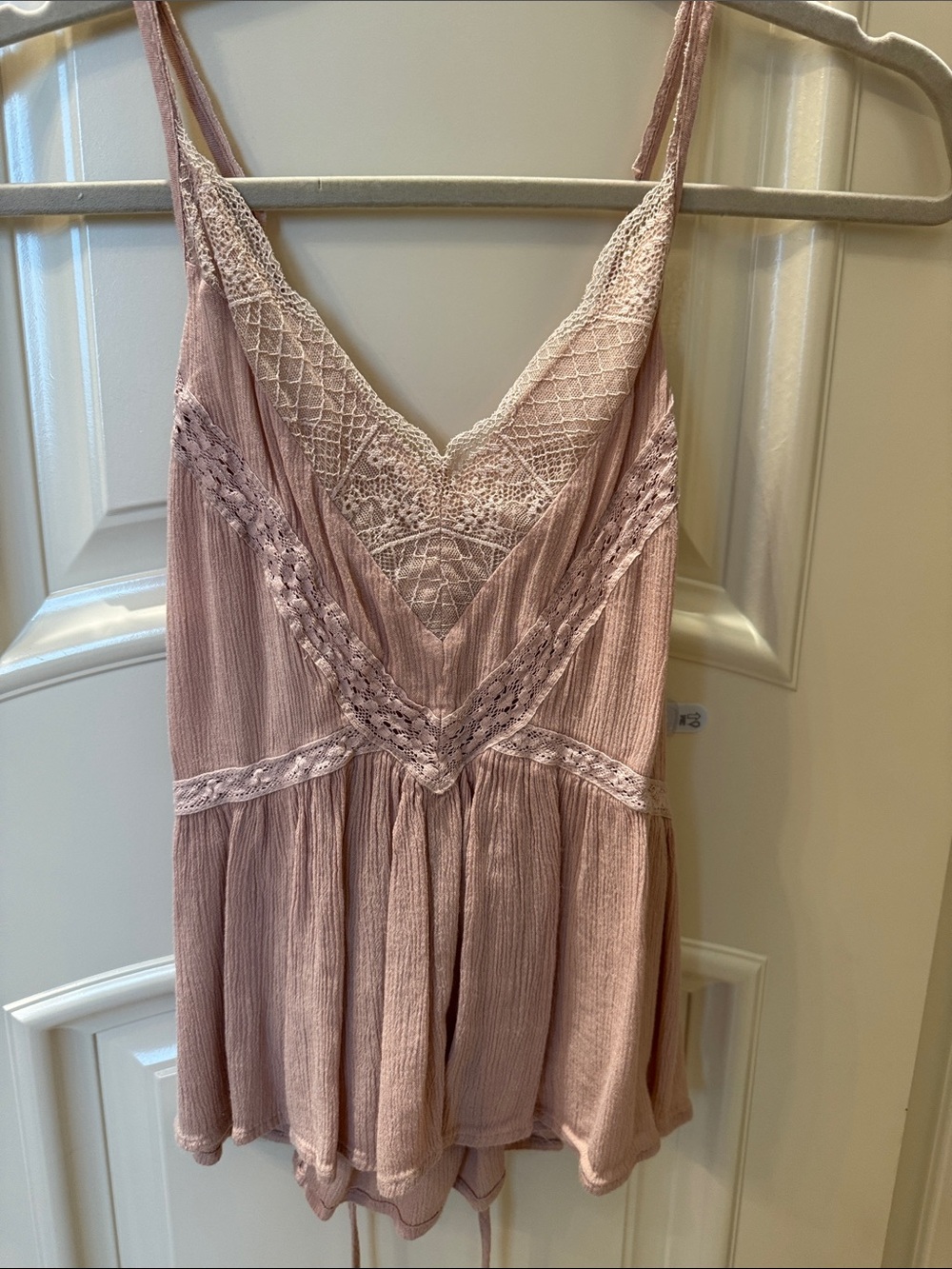 American Eagle Outfitters Dusty Mauve Lace-Trim Crisscross Camisole